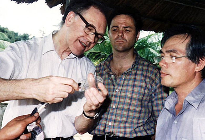 Milking a Malayan krait of its venom with Jeremy Farrar and Trinh Xuan Kiem in Ho Chi Minh City, Vietnam, 1996  Milking a Malayan krait of its venom with Jeremy Farrar and Trinh Xuan Kiem in Ho Chi Minh City, Vietnam, 1996