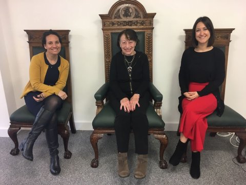 Dr Edith Waldman pictured in the RSTMH office between Tamar Ghosh (left), RSTMH CEO and Claire Coveney (right), RSTMH Membership Manager