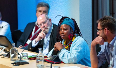 Dorcas Gwata, RSTMH Policy Adviser, on a panel discussion at ECTMIH 2019