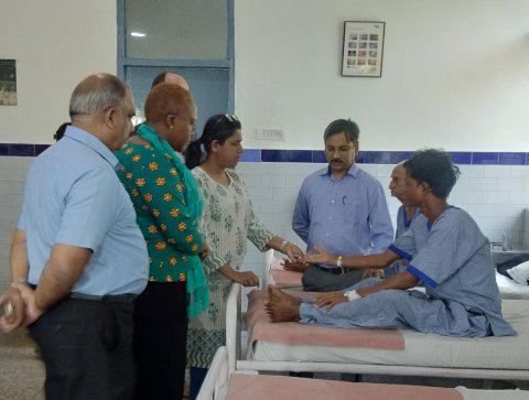 Patient examined at The Leprosy Mission Trust India Hospital in Shahdara, India