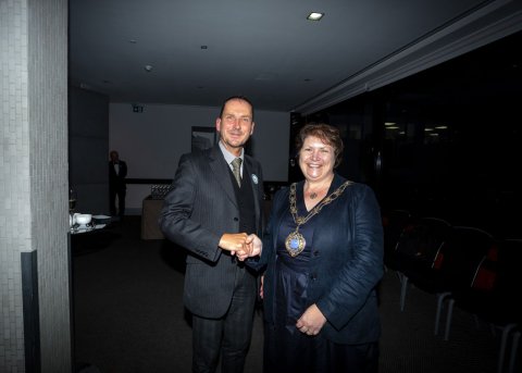 Handing over the presidential reins (and chain) to Professor Sarah Rowland-Jones
