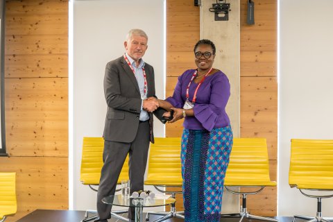Professor Kevin Marsh (left) with Joint-President Professor Margaret Gyapong (right)