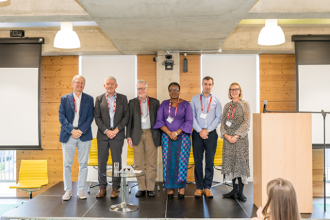 From left to right: Professor Nick Day, Professor Kevin Marsh, Professor Jimmy Whitworth, Professor Margaret Gyapong, Professor Giancarlo Biagini and Dr Wendy Harrison. From left to right: Professor Nick Day, Professor Kevin Marsh, Professor Jimmy Whitworth, Professor Margaret Gyapong and Dr Wendy Harrison.